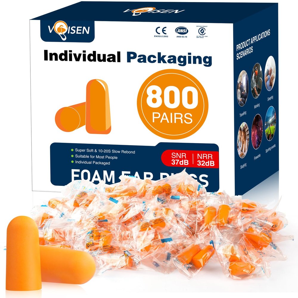 VOISEN Ear Plugs, 800 Pairs Ear Plug for Sleeping