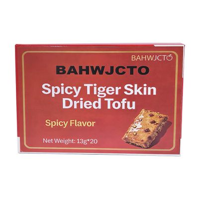 Spicy Tiger Skin Tofu Dried Snack, Office, Camping, Portable Leisure Snack, Spicy Flavor, 20 Pack.