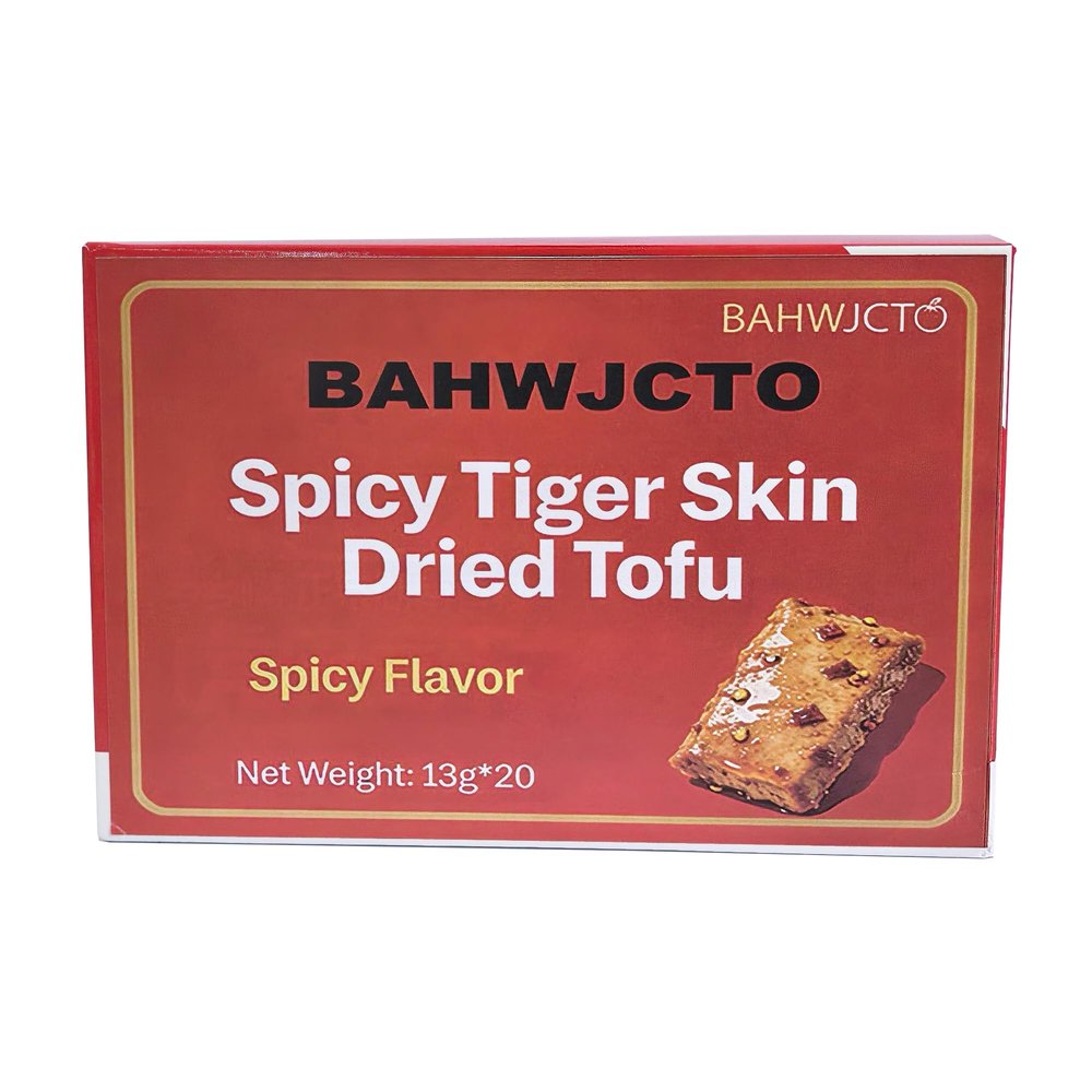Spicy Tiger Skin Tofu Dried Snack, Office, Camping, Portable Leisure Snack, Spicy Flavor, 20 Pack.