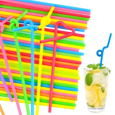 32cm/12.6 Inch Extendable Plastic Straws DisposableLong Size Bendy Colorful Straws Drinking for Cocktails Iced Coffee Home Bar (500, colorful, 32cm/12.6 in)