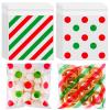 200pcs Cellophane Bags 5.5x5.5 Self Sealing Cookie Bags for Packaging White Cellophane Treat Bags for Gift Giving Packaging Christmas Birthday Party Favor Candy Goodie Homemade Bakery (Red/green) view 1