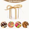 50 Pcs Transparent Treat Containers, 2.76 in Party Favor Containers Accompanied with Gift Ribbon, Petite Plastic Cuboid Containers view 2