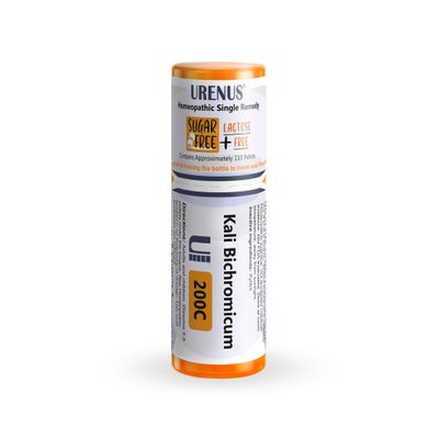 Kali Bichromicum 200C Sugar Free Lactose Free Homeopathic Remedy 110 Pellets, Urenus