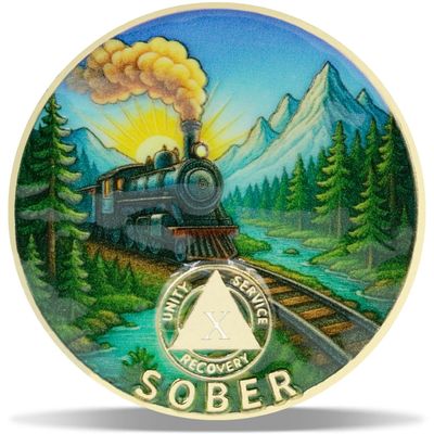 10 Year On Track Sobriety Coin Journey into Serenity NA Medallion Spiritual Token for Recovery & Clean Time Empowering NA AA Chips Gift for Men & Women