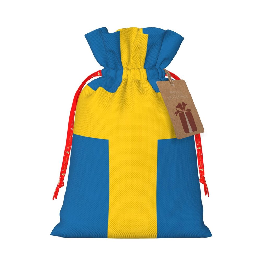 OXKGHHO Swedish Flag Print Gift Bag,Drawstring Pouch Christmas For Small Gifts,For Jewelry And Party Favors