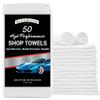 RIVERSIDE Pack of 50 Shop Towels 12x14 Inches, Reusable Cleaning Rags, Premium Quality for Commercial Use, Cleaning Cloths Suitable for All Purposes (White) view 1