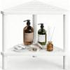 Bamboo Corner Shower Stool - Waterproof Shower Stool for Inside Shower, Shaving Legs & Small Spaces, 2-Tier Shower Foot Rest with Storage Shelf, Bath Seat & Corner Bench for Woman, Mom, Spa - White view 1