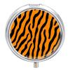 3 Compartment Pill Box, Round Medicine Pill Case, Cute Travel Pill Case, Decorative Portable Organizer for Pocket Tiger Stripes Animal Print view 1