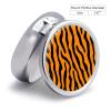 3 Compartment Pill Box, Round Medicine Pill Case, Cute Travel Pill Case, Decorative Portable Organizer for Pocket Tiger Stripes Animal Print view 2