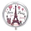 Fashion Moistureproof Daily Cute Pill Box, Round 3 Compartment Pill Box Suitable for Women Men Pink Paris Eiffel Tower view 1