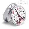 Fashion Moistureproof Daily Cute Pill Box, Round 3 Compartment Pill Box Suitable for Women Men Pink Paris Eiffel Tower view 2