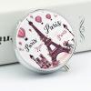 Fashion Moistureproof Daily Cute Pill Box, Round 3 Compartment Pill Box Suitable for Women Men Pink Paris Eiffel Tower view 4