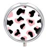 Round 3 Compartment Pill Box, Decorative Travel Pill Case, Moistureproof Daily Cute Pill Box Suitable for Women Men Cute Pink Cow Print view 1