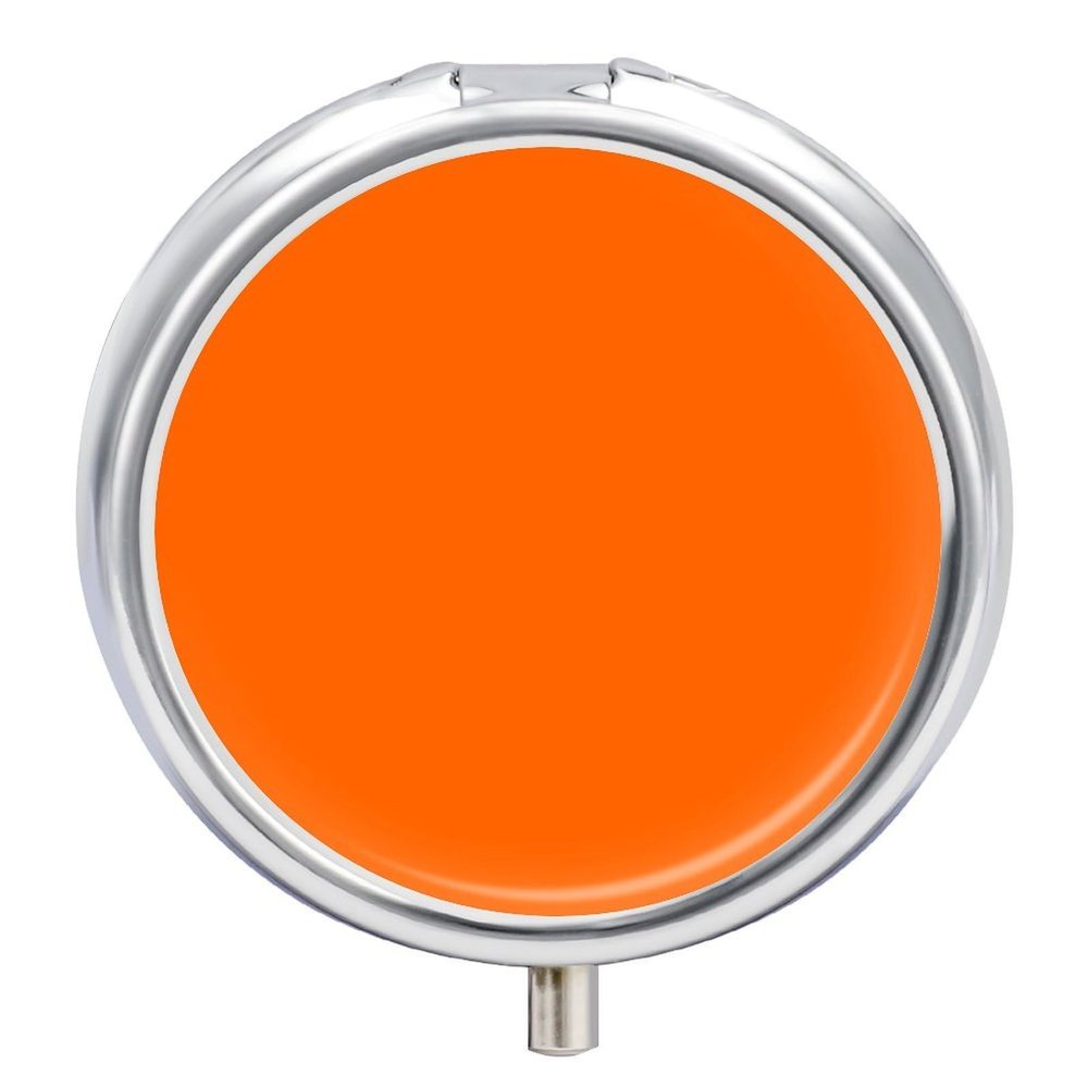 Round 3 Compartment Pill Box, Decorative Travel Pill Case, Moistureproof Daily Cute Pill Box Suitable for Women Men Orange