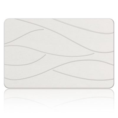 Veeloim Stone Bath Mat Diatomaceous Earth Shower Mat Non-Slip Super Absorbent Diatomite Stone Bath Mats for Bathroom Floor Quick Drying Natural Easy to Clean(23.6''15.4" White)