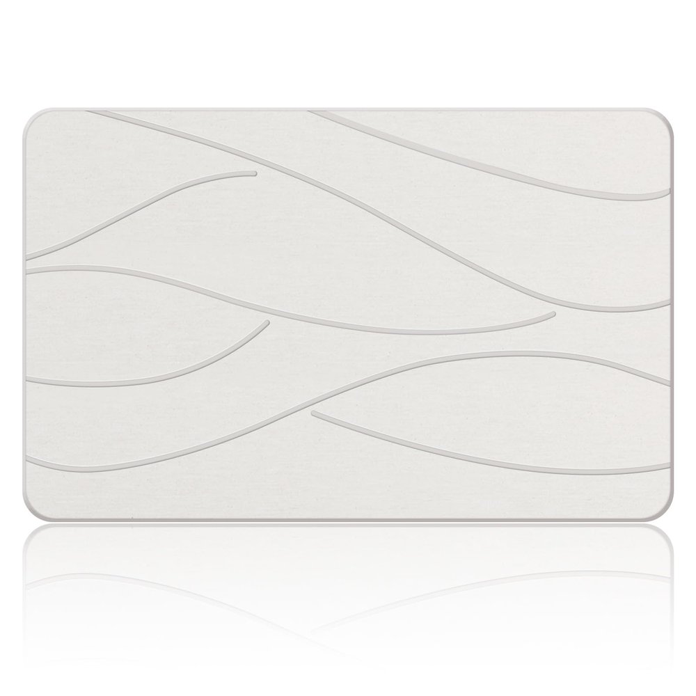 Veeloim Stone Bath Mat Diatomaceous Earth Shower Mat Non-Slip Super Absorbent Diatomite Stone Bath Mats for Bathroom Floor Quick Drying Natural Easy to Clean(23.6''15.4" White)