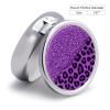 3 Compartment Pill Box, Cute Travel Pill Case, Round Medicine Pill Case, Decorative Portable Organizer for Pocket Purple Glitter Pattern Cheetah Leopard Print view 2