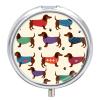 3 Compartment Pill Box, Round Medicine Pill Case, Cute Travel Pill Case, Decorative Portable Organizer for Pocket Cute Clothes Dachshunds Dog view 1
