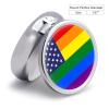 3 Compartment Pill Box, Cute Travel Pill Case, Round Medicine Pill Case, Decorative Portable Organizer for Pocket American LGBT Rainbow Pride Flag view 2