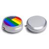 3 Compartment Pill Box, Cute Travel Pill Case, Round Medicine Pill Case, Decorative Portable Organizer for Pocket American LGBT Rainbow Pride Flag view 3
