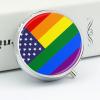 3 Compartment Pill Box, Cute Travel Pill Case, Round Medicine Pill Case, Decorative Portable Organizer for Pocket American LGBT Rainbow Pride Flag view 4