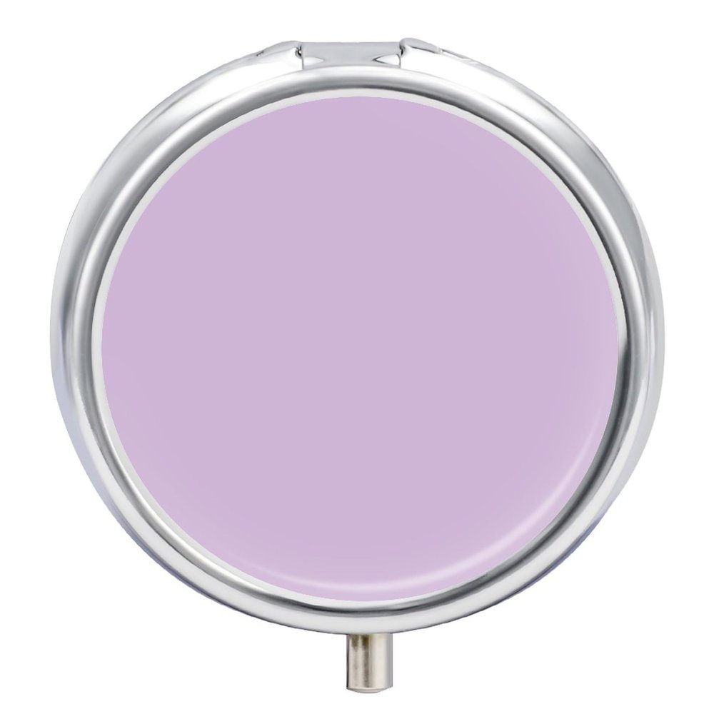 Fashion Medicine Pill Case, Round 3 Compartment Pill Box, Cute Travel Pill Case, Decorative Portable Organizer for Pocket Light Purple