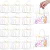 WDSHCR 16 PCS Clear Plastic Gift Bags with Handles, Party Favor Bags with Ribbons, Reusable Goodie Tote Bags for Wedding, Baby Shower, Birthday (Clear 7.8 x 6.3 x 2.8, 16 Pack) view 1