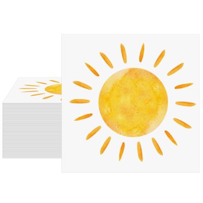 100Pcs Boho Sun Party Napkins,2-Ply 6.5x6.5 Inch Here Comes The Son Disposable Dinner Napkins First Trip Around The Sun for Summer BBQ, Pool Party,Birthday & the son baby shower decor