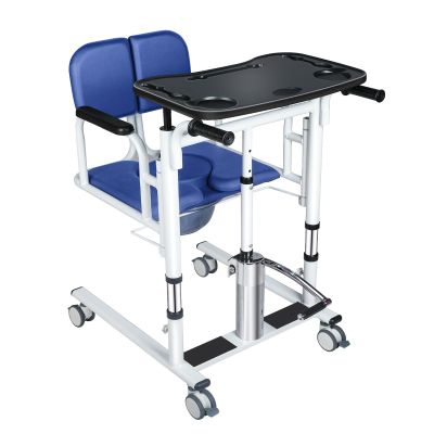 VitaCu Patient Lift Transfer Chair - Heavy Duty Shower Commode Chair with Toilet Safety Frame (Dual A - Blue)