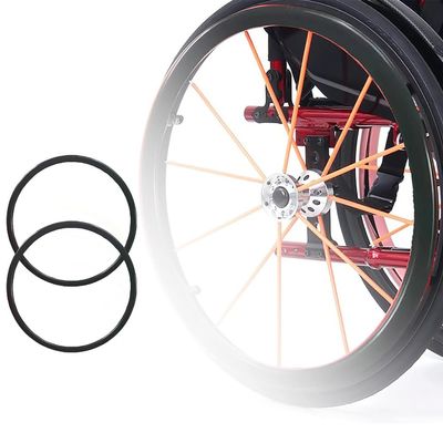 Wheelchair Push Rim Covers, 24 Inch/22 Inch Wheelchair Push Ring Cover, 1pair Non-Slip Wear-Resistant Rear Wheel Sports Wheelchair Rubber Cover, Improve Grip and Traction,Black,22in