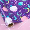 RUSPEPA Reversible Galaxy Wrapping Paper Roll, Mini Roll, Colorful Planets and Moon with Constellation Design Gift Wrap for Girls, Birthday, Space Party, Baby Shower, 17 Inches x 16.4 Feet view 2