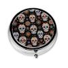 Mexican Sugar Skulls Art Pillbox 3 Compartment Pill Case Portable Travel Pill Container for Pocket or Purse view 1