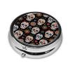 Mexican Sugar Skulls Art Pillbox 3 Compartment Pill Case Portable Travel Pill Container for Pocket or Purse view 2