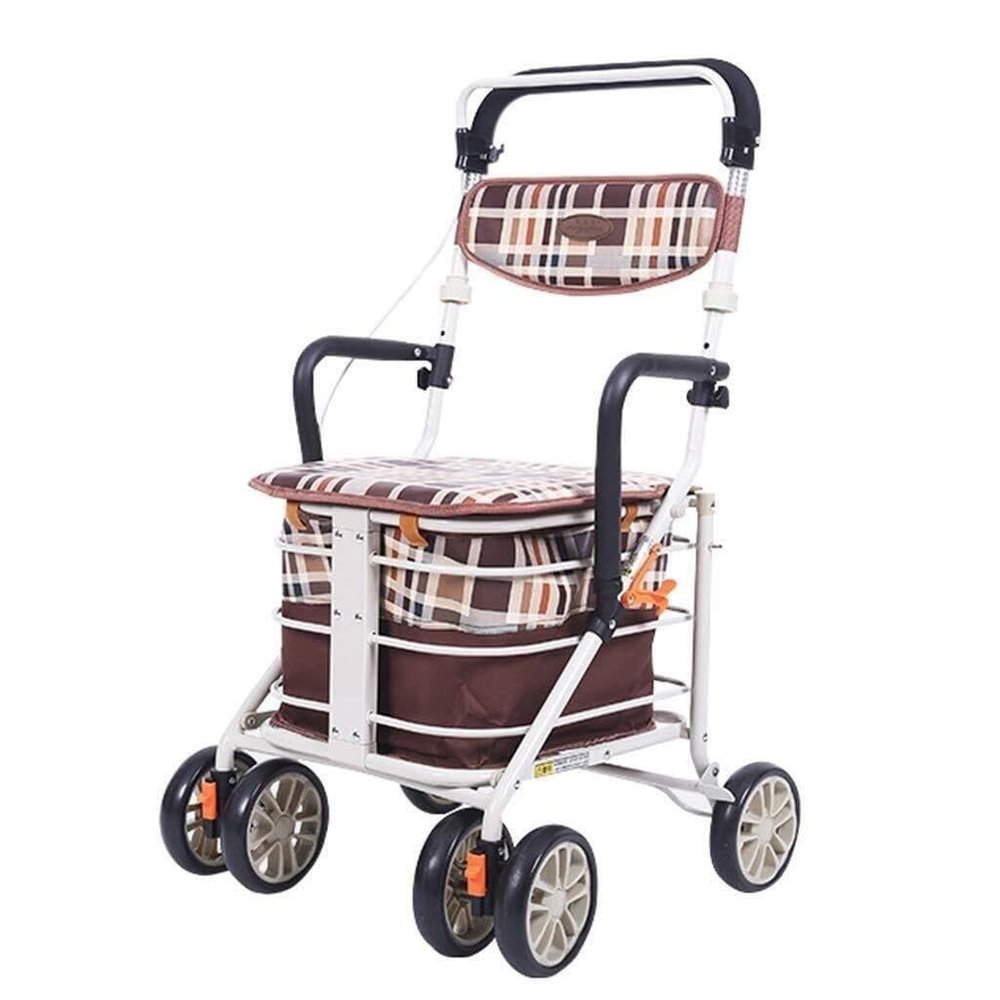 4-Wheel Folding Rollator Walker for Seniors, Aluminum Mobility Walking Aid with Adjustable Seat, Lightweight