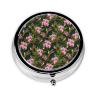 Roud Pill Case Pill Box with Mirror Pocket 3 Compartment Medicine Vitamin Fish Oil and Supplement Storage (Humming Bird Tropical) view 1