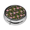 Roud Pill Case Pill Box with Mirror Pocket 3 Compartment Medicine Vitamin Fish Oil and Supplement Storage (Humming Bird Tropical) view 2