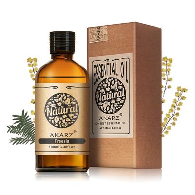 AKARZ 100ml Freesia Essential Oil Natural Freesia Oil Pure for Candle Making,DIY Skincare Products Massage,Home Spa Relaxation