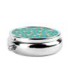 Golden Doodle Floral Dog Round Silver Pill Box with Mirror Pocket Medicine Tablet Holder Organizer Case view 3