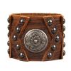 GelConnie Leather Cuff Bracelet Handmade Brown Leather Bracelets Studed Gothic Punk Mens Wrist Bracelet Wide Wristband view 1