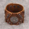 GelConnie Leather Cuff Bracelet Handmade Brown Leather Bracelets Studed Gothic Punk Mens Wrist Bracelet Wide Wristband view 3
