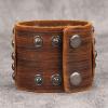GelConnie Leather Cuff Bracelet Handmade Brown Leather Bracelets Studed Gothic Punk Mens Wrist Bracelet Wide Wristband view 4
