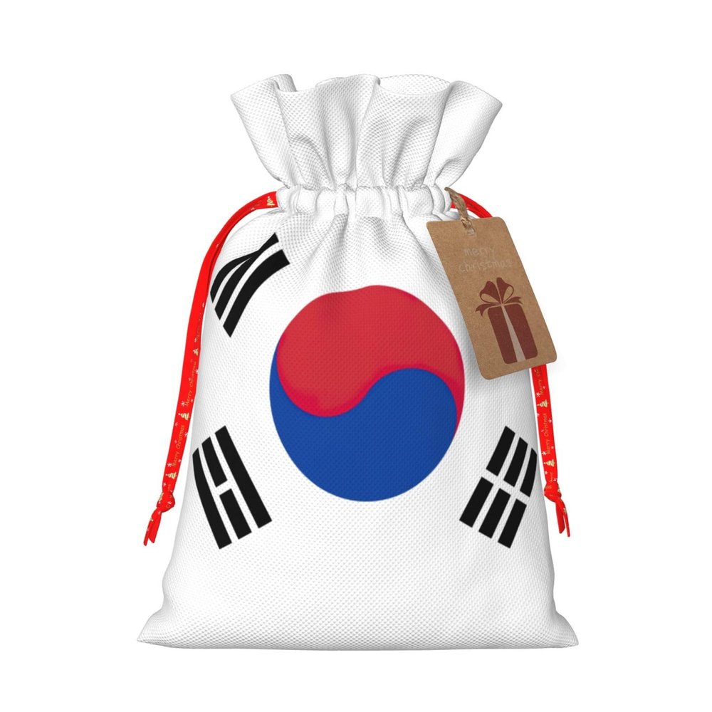 YKJJFVZ Flag Of Republic Of Korea Print Medium Size Drawstring Gift Bags Jewelry Pouches For Candy Wedding Favors Christmas