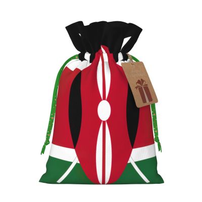 YKJJFVZ Flag Of Kenya Print Medium Size Drawstring Gift Bags Jewelry Pouches For Candy Wedding Favors Christmas