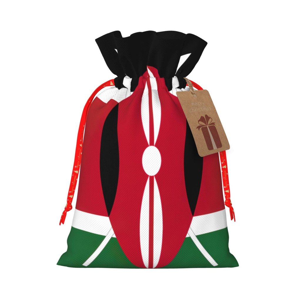 YKJJFVZ Flag Of Kenya Print Medium Size Drawstring Gift Bags Jewelry Pouches For Candy Wedding Favors Christmas