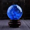 LMMDHUSV Blue Crystal Sphere Natural Polished Healing Crystal Quartz Ball with Wooden Stand, Decorative Crystal Ball Blues Gemstone Sphere for Office/Home/Feng Shui Decoration,20CM/7.8inch view 2