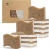 Biodegradable Natural Kitchen Sponge - Compostable Cellulose and Coconut Walnut Scrubber Sponge (Pack of 10) view 1
