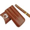 Travel Cattlehide Cigar Holder Carrying Case Tube W/Cigar Cutter for Men view 2