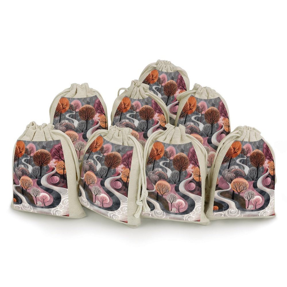 KLJHNVBM Maroon And Gray Burlap Bag with Drawstring 8 Pcs Wedding Gift Bag 4.9 X 6.7 Inch Drawstring Packing Pouches Mini Jewelry Pouch for Candy Party Wedding Christmas
