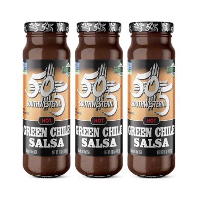 505 Southwestern Green Chile Salsa, Medium, 16 oz Authentic New Mexico Salsa with Flame-Roasted Hatch Valley Green Chile (3 Pack)