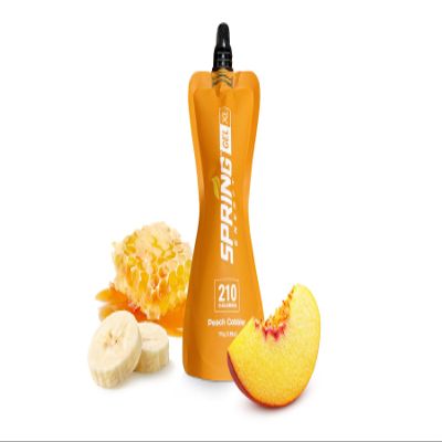 Spring Energy Honey Banana Peach Energy Gel - Real Food Running Gel, 210 Calories, Peach Cobbler Flavor - 50g of Carbs, No Rice Syrup or Maltodextrin (6 Pack)